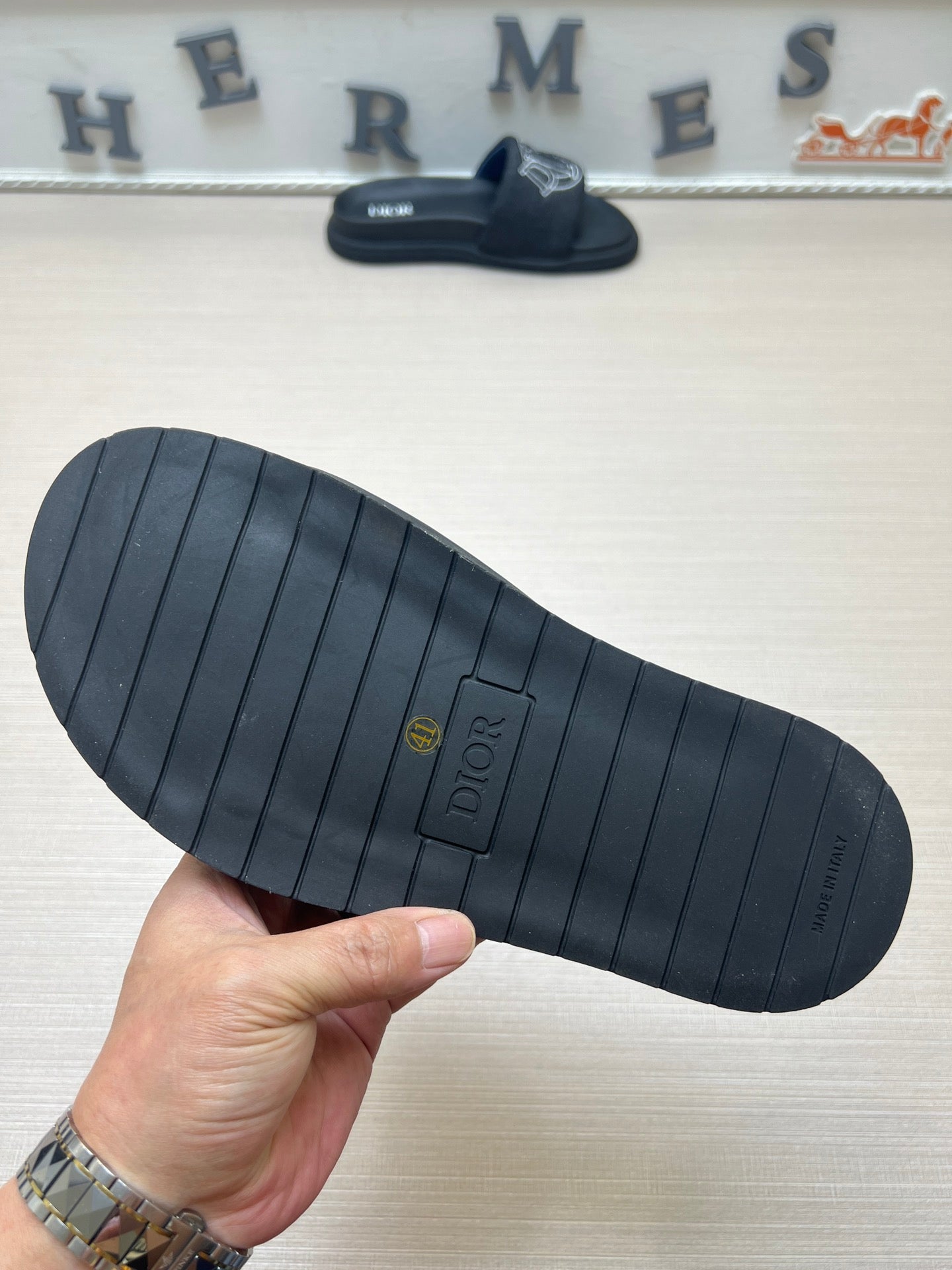 54D168ZDE Stylish leather slippers