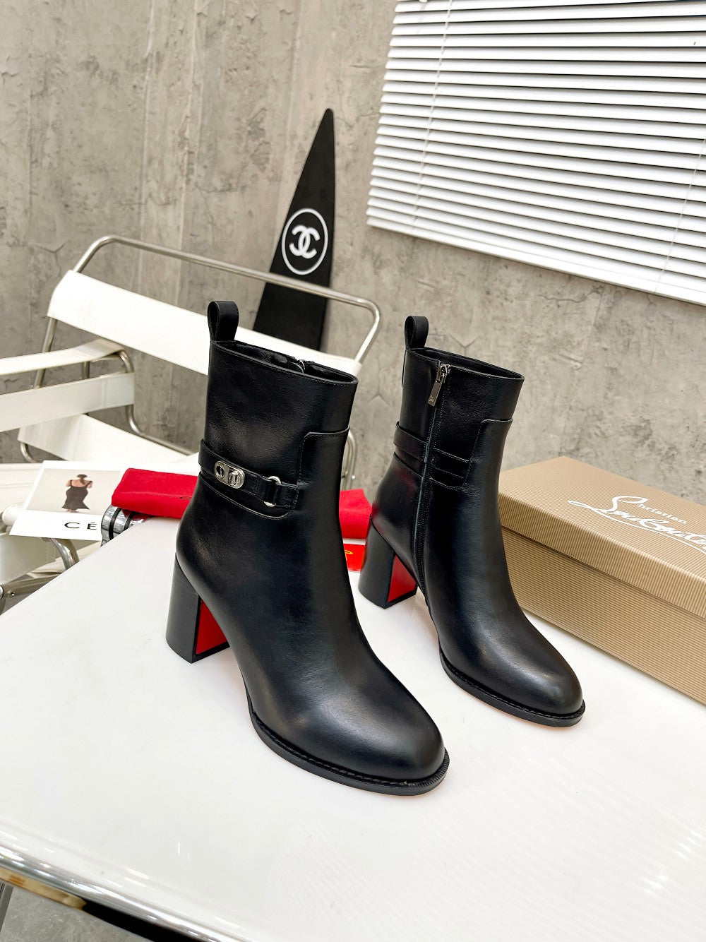 JXA34ZDE Stylish leather Boots Heel height 7cm