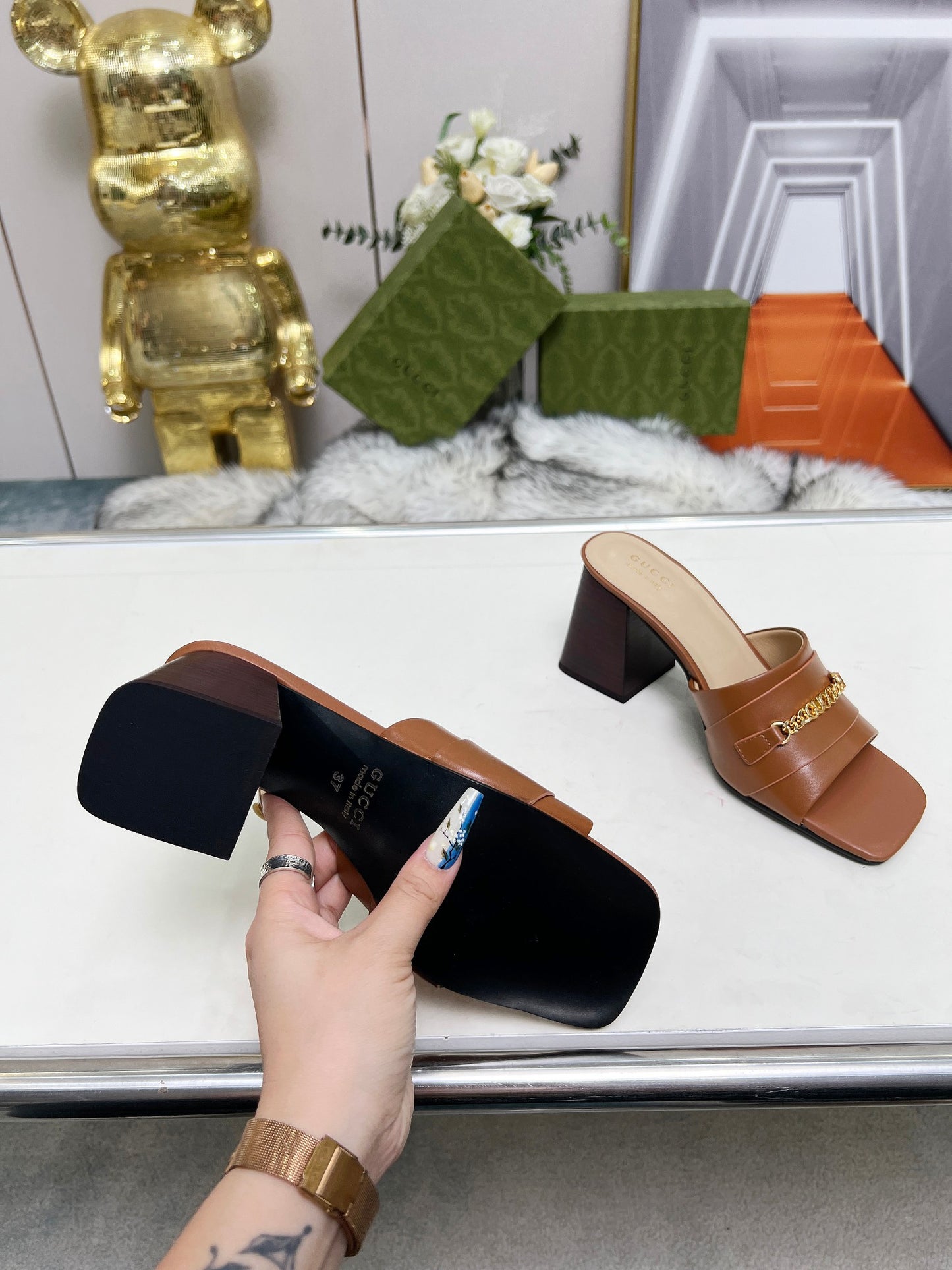 275NB11ZDE Stylish leather High heels