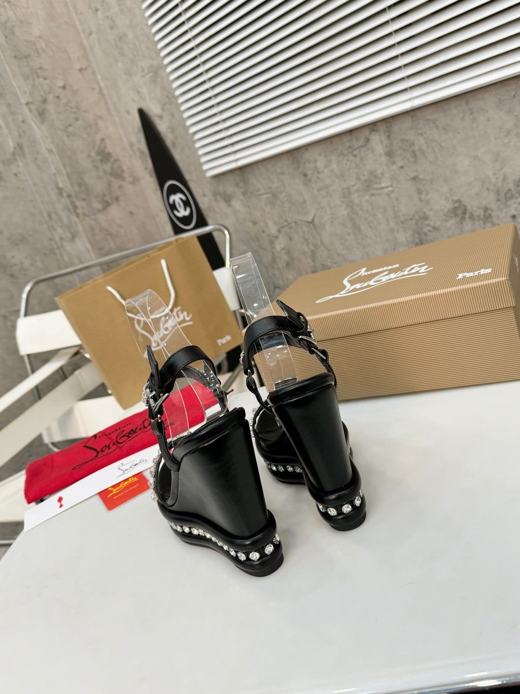 J4A11ZDE Stylish leather High heels12cm heel