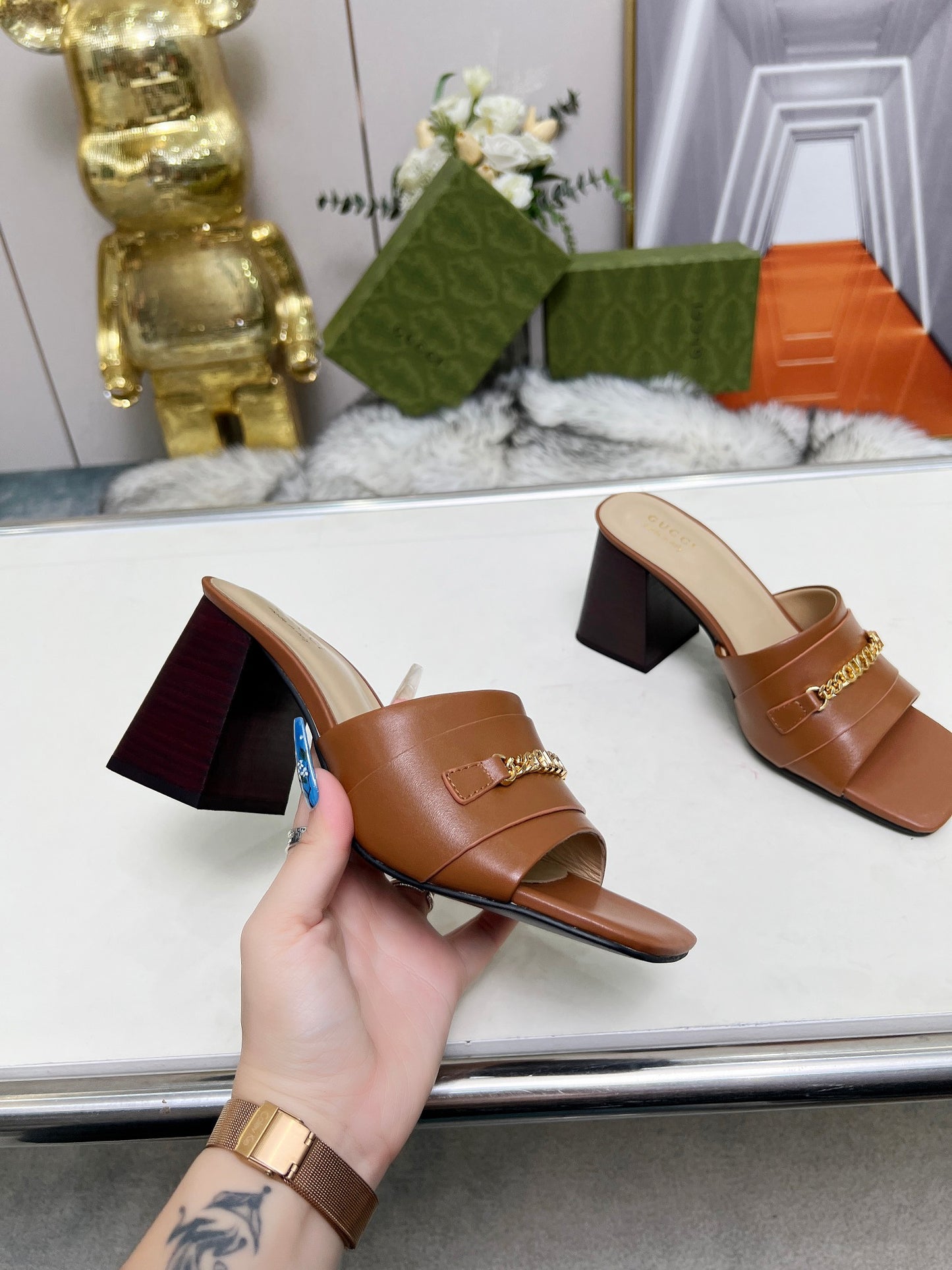 275NB11ZDE Stylish leather High heels