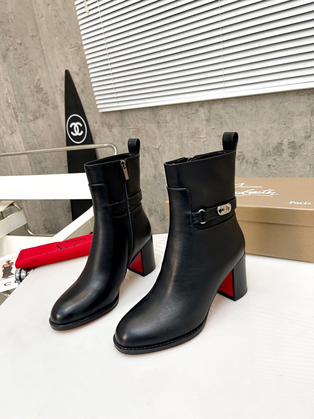 JXA34ZDE Stylish leather Boots Heel height 7cm