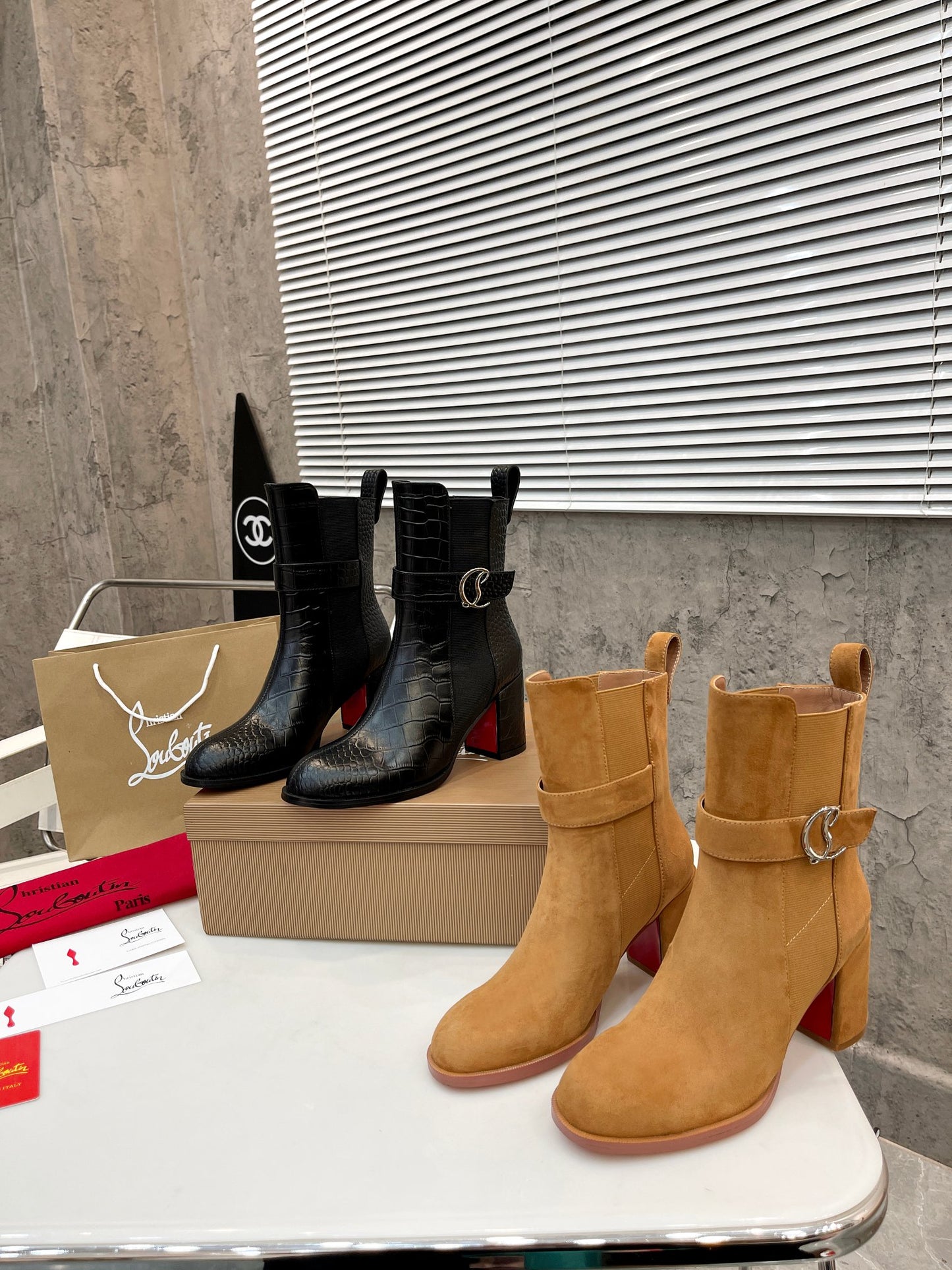 JXA37ZDE Stylish leather Boots Heel height 7cm
