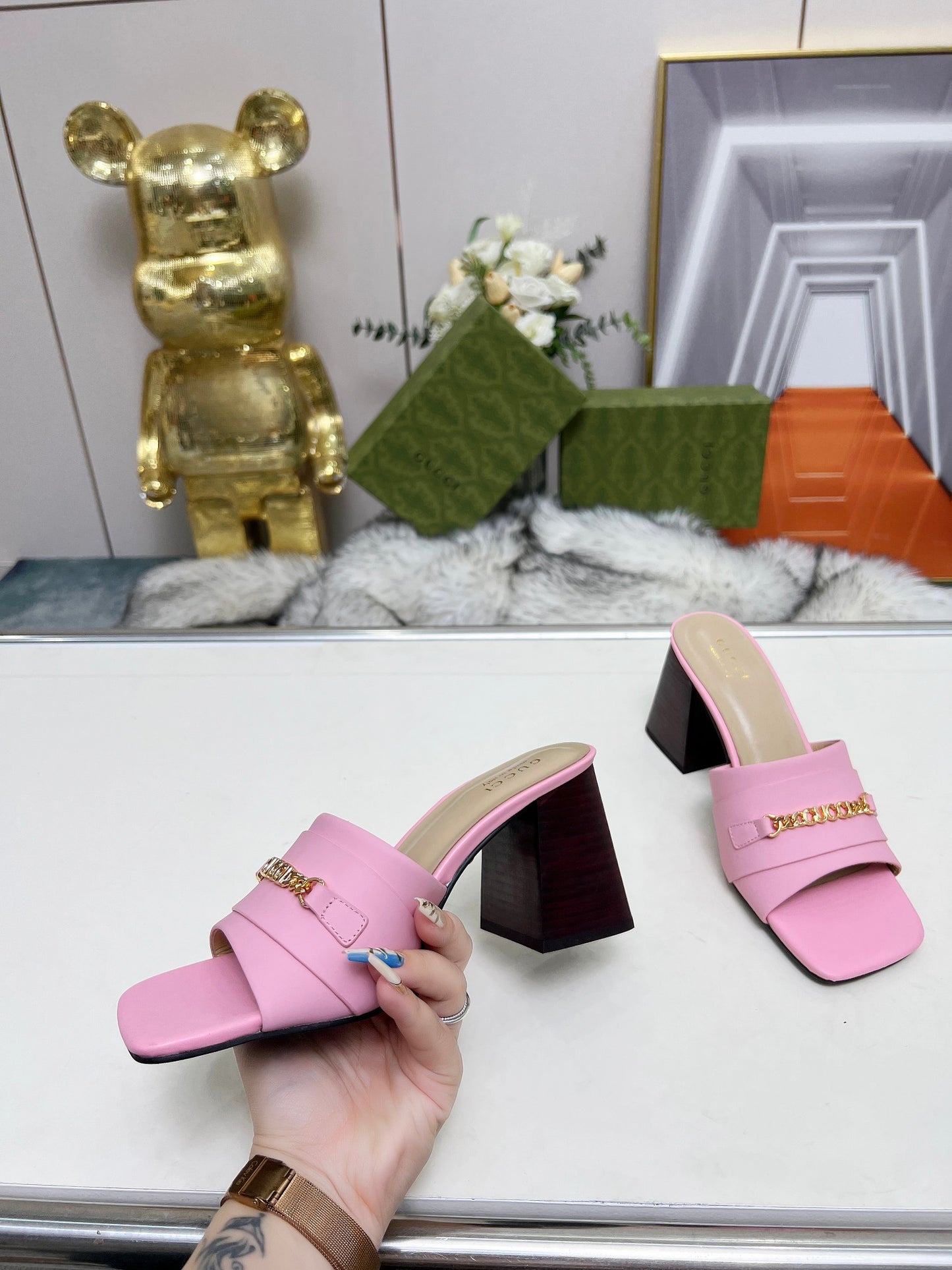 275NB11ZDE Stylish leather High heels