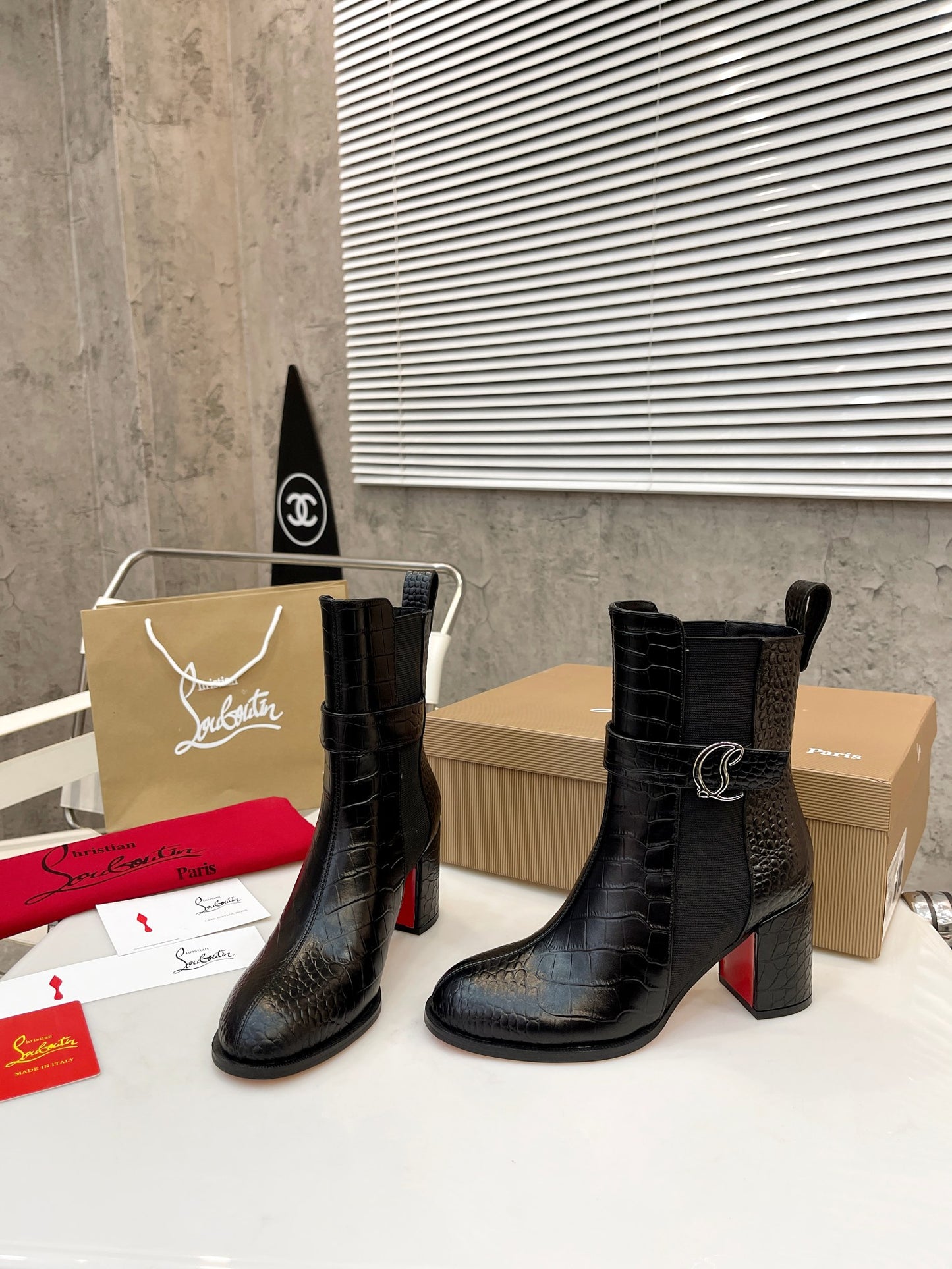 JXA37ZDE Stylish leather Boots Heel height 7cm