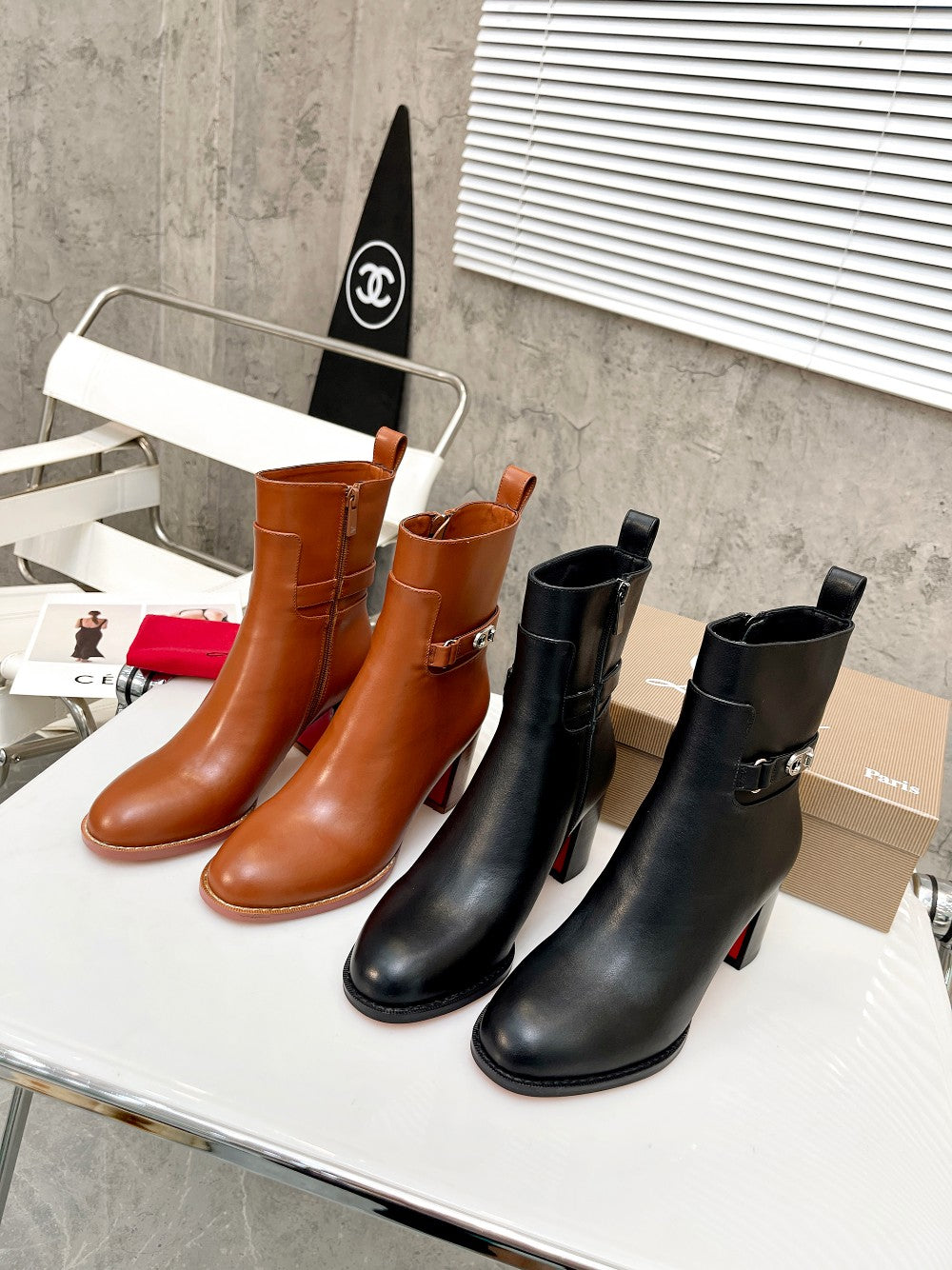JXA34ZDE Stylish leather Boots Heel height 7cm