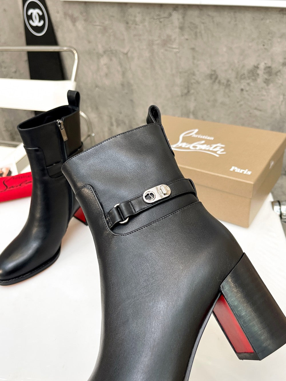 JXA34ZDE Stylish leather Boots Heel height 7cm