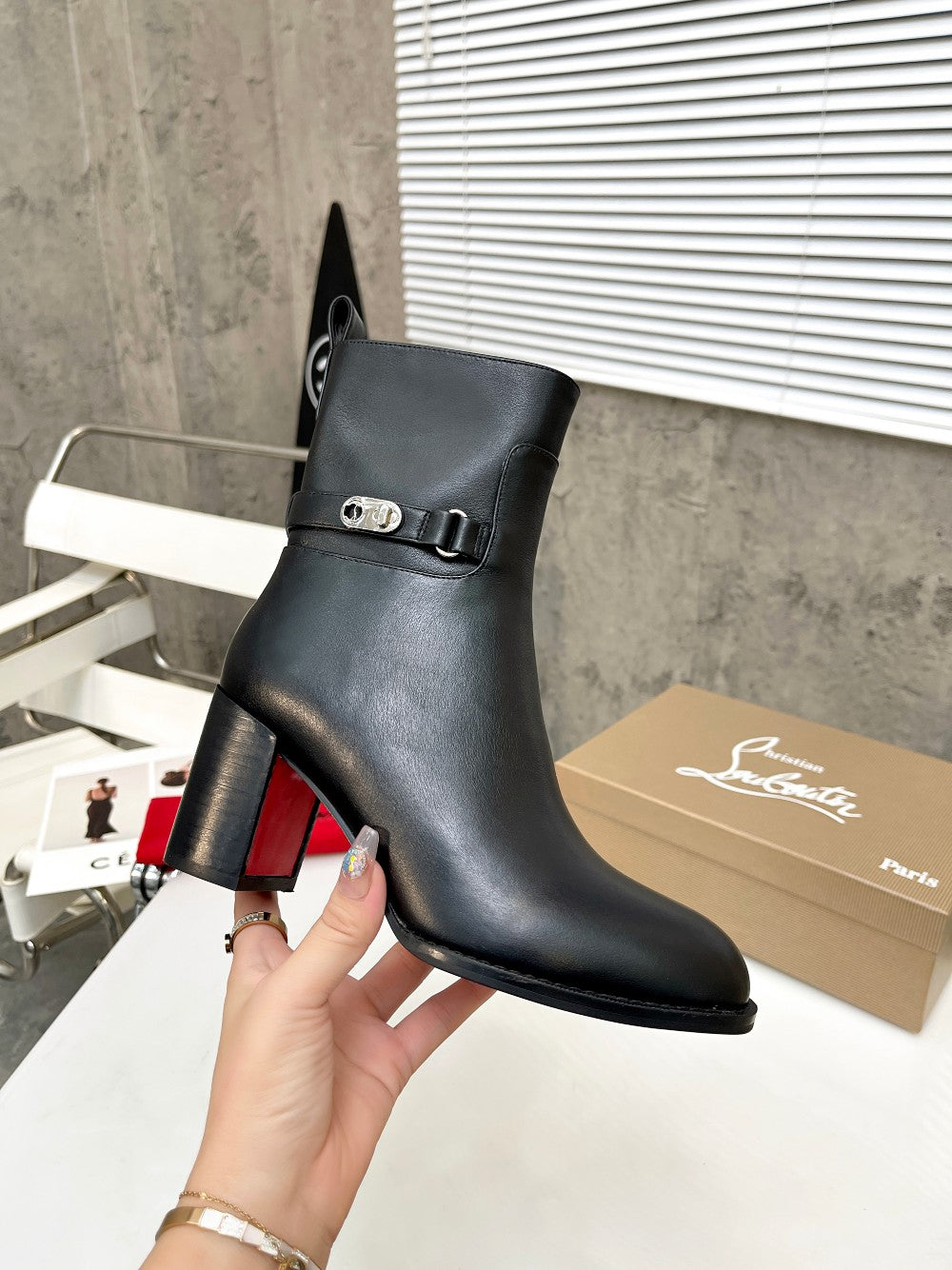 JXA34ZDE Stylish leather Boots Heel height 7cm