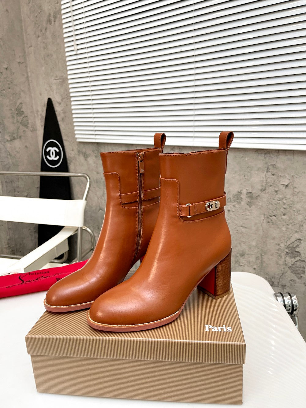 JXA34ZDE Stylish leather Boots Heel height 7cm
