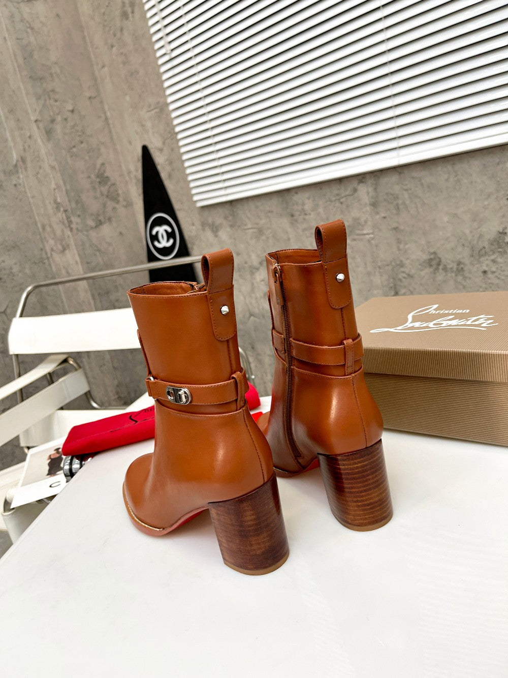 JXA34ZDE Stylish leather Boots Heel height 7cm