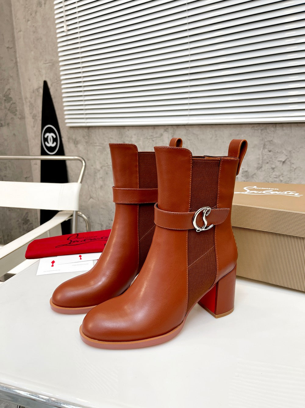 JXA38ZDE Stylish leather Boots Heel height 7cm