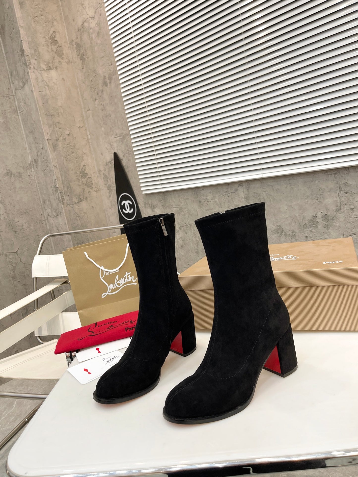 JXA36ZDE Stylish leather Boots Heel height 7cm
