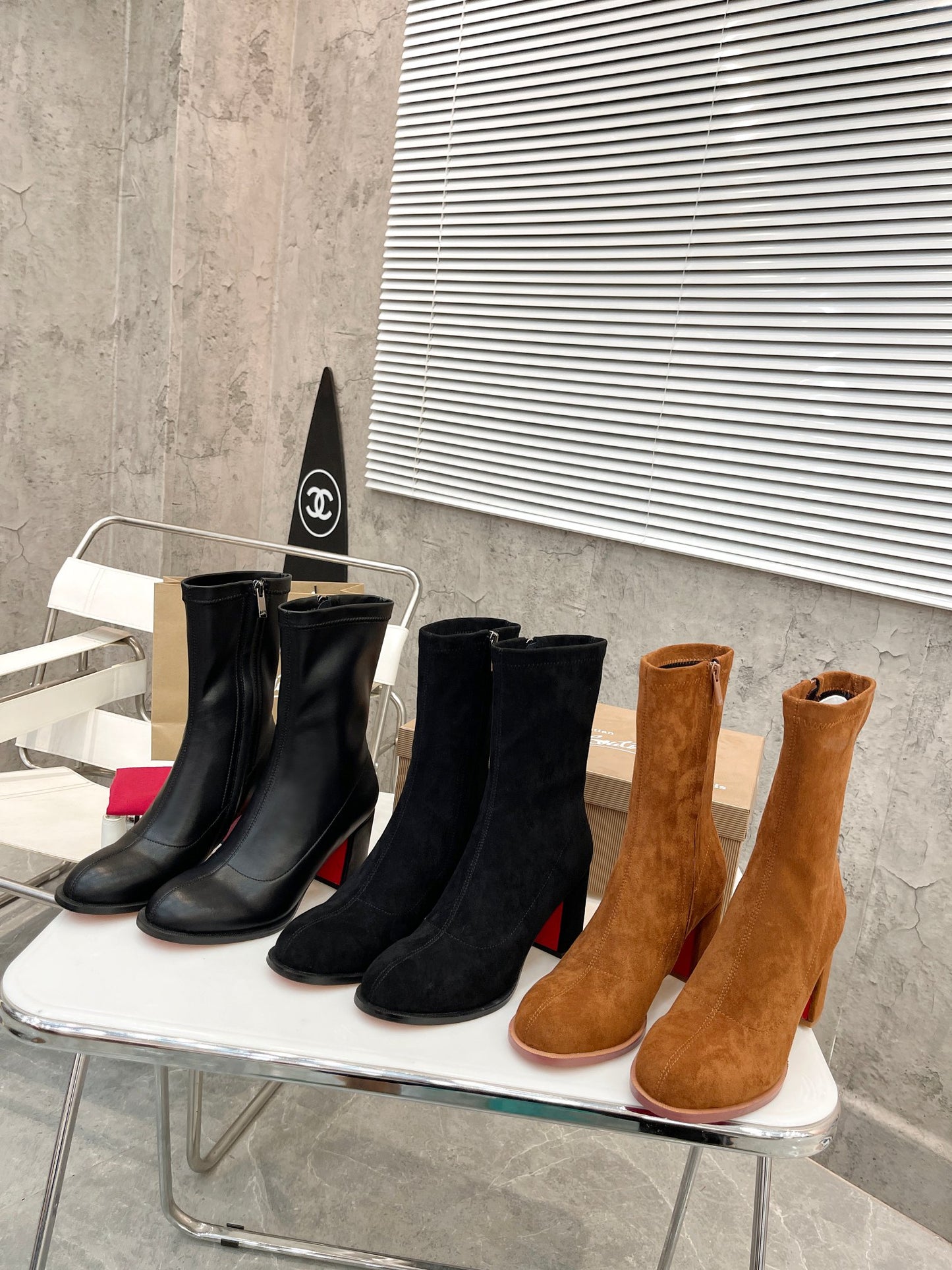 JXA36ZDE Stylish leather Boots Heel height 7cm