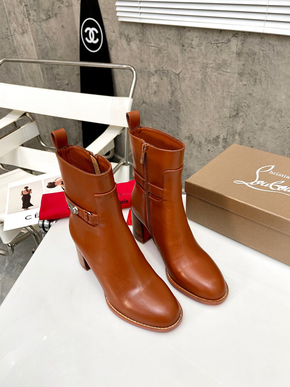 JXA34ZDE Stylish leather Boots Heel height 7cm