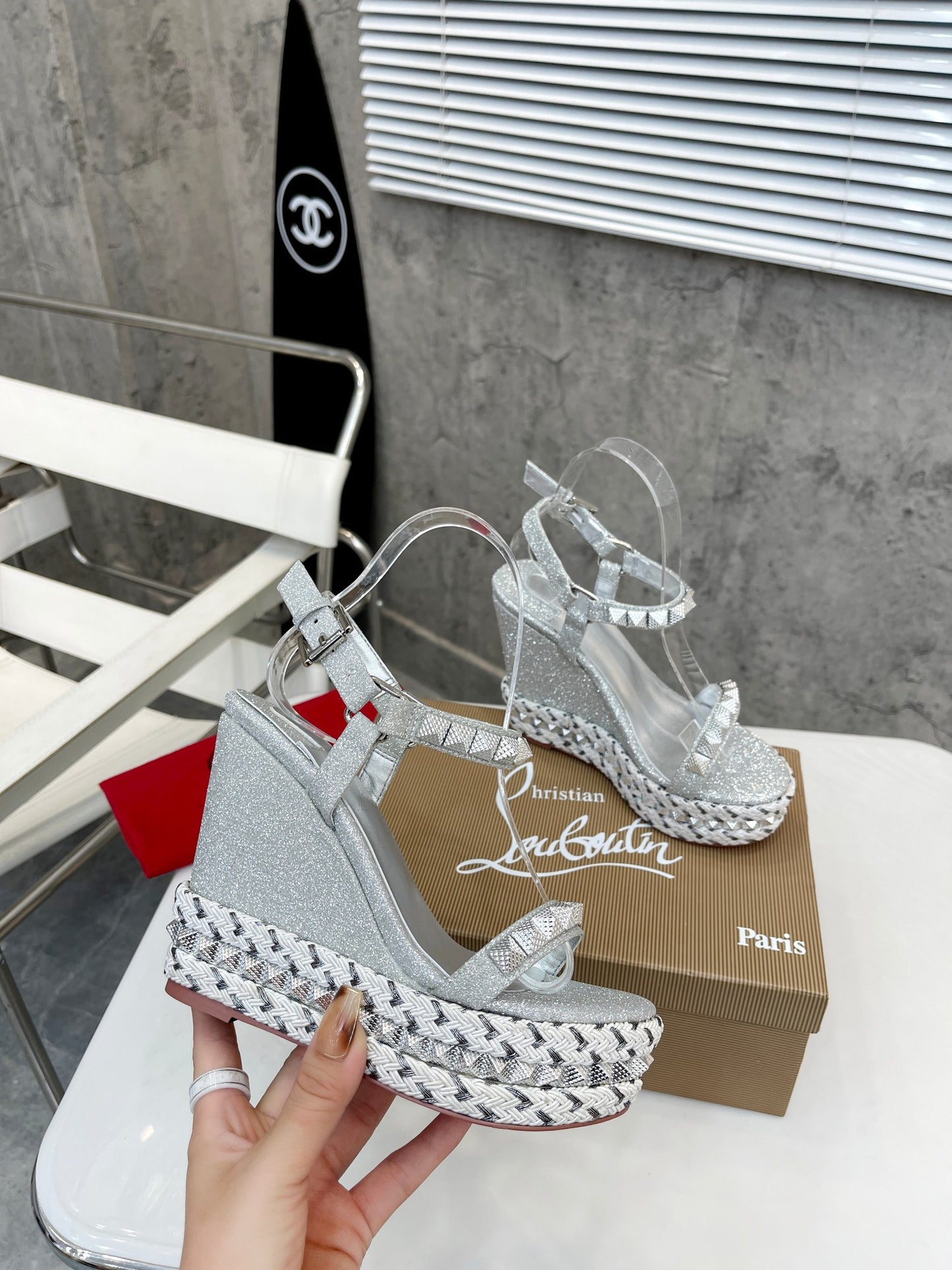 J4A44ZDE Stylish leather sandals 12cm heel