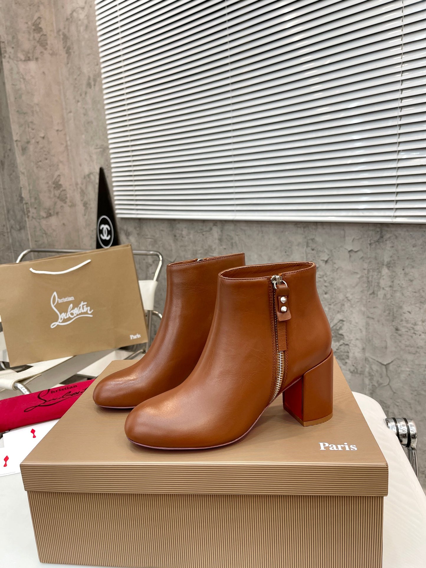 JXA33ZDE Stylish leather Boots Heel height 7cm