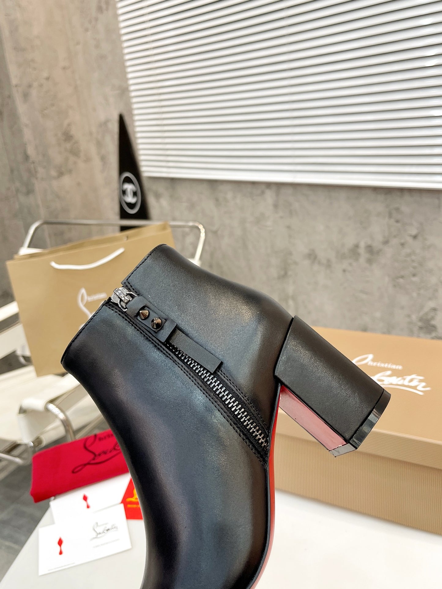 JXA33ZDE Stylish leather Boots Heel height 7cm