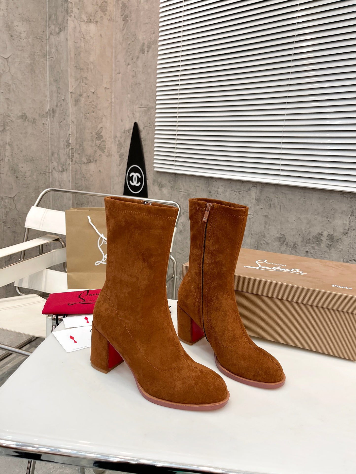 JXA36ZDE Stylish leather Boots Heel height 7cm