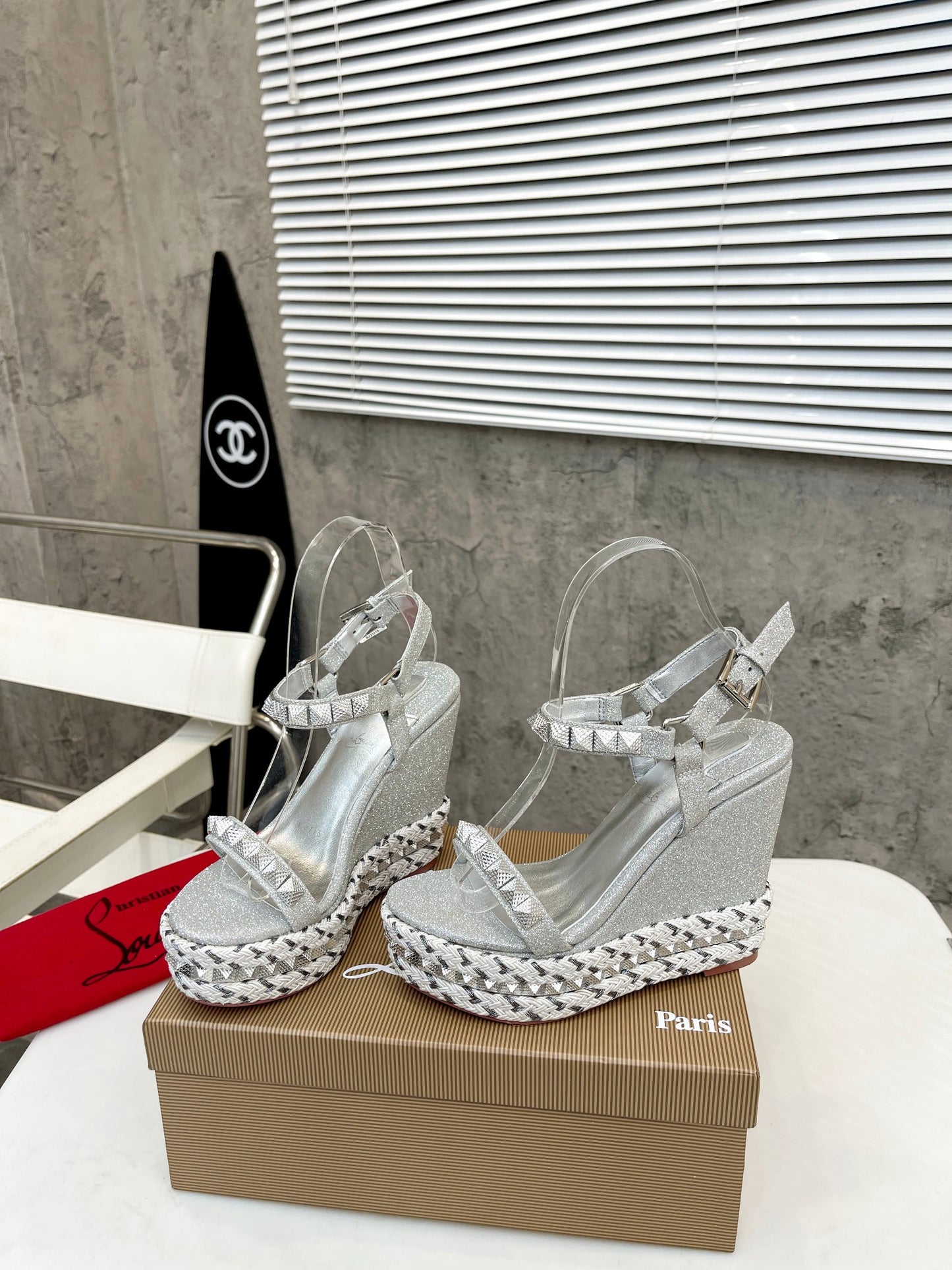 J4A44ZDE Stylish leather sandals 12cm heel