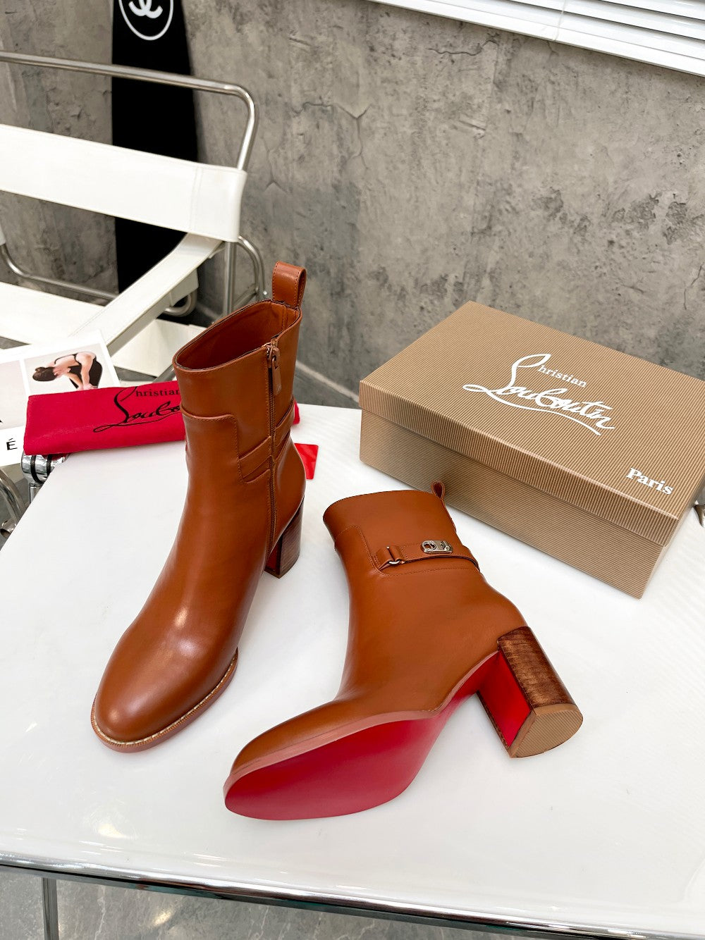 JXA34ZDE Stylish leather Boots Heel height 7cm