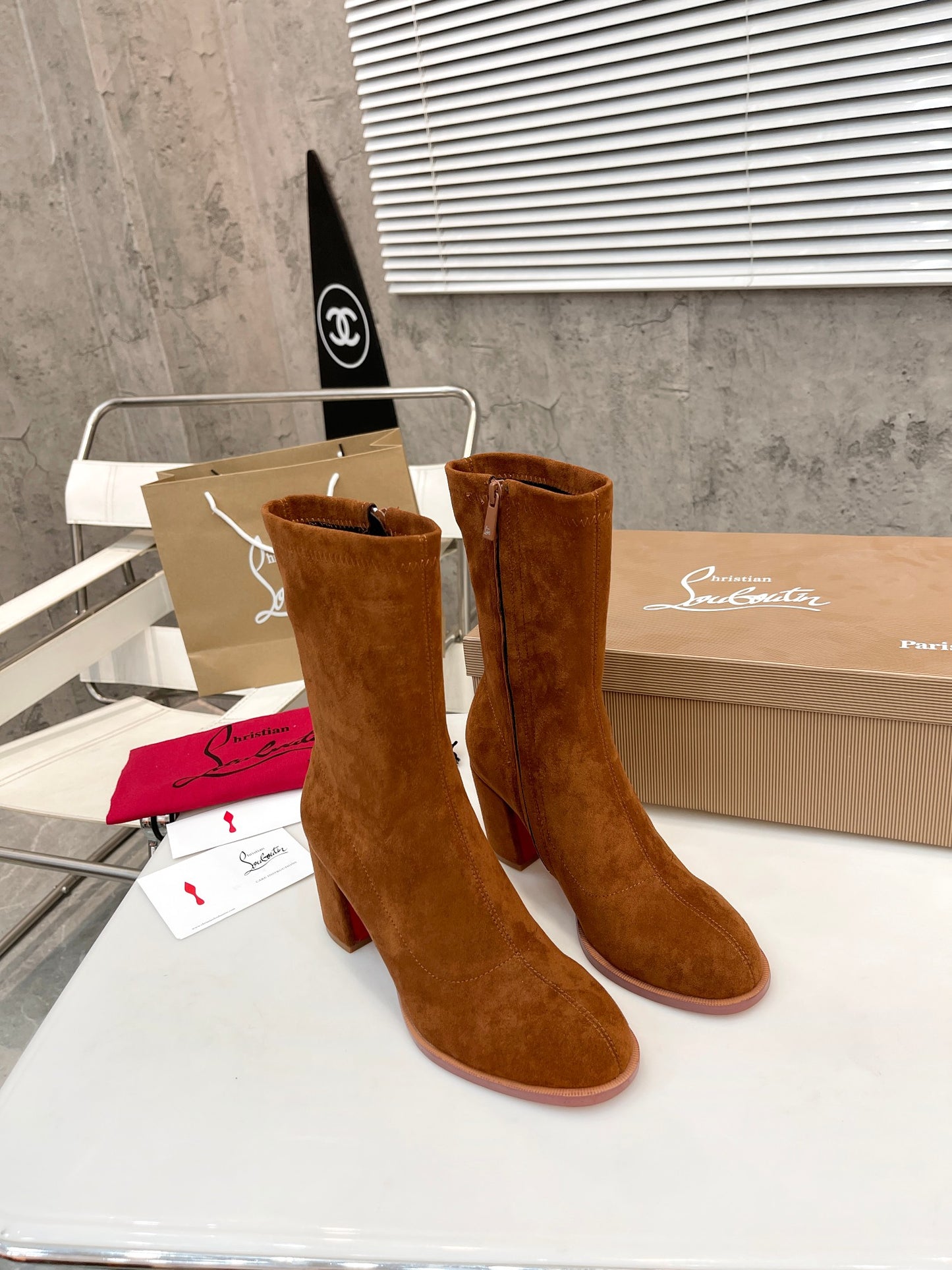 JXA36ZDE Stylish leather Boots Heel height 7cm