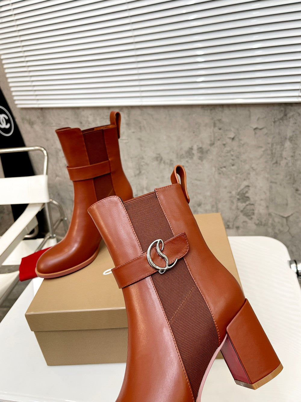 JXA38ZDE Stylish leather Boots Heel height 7cm