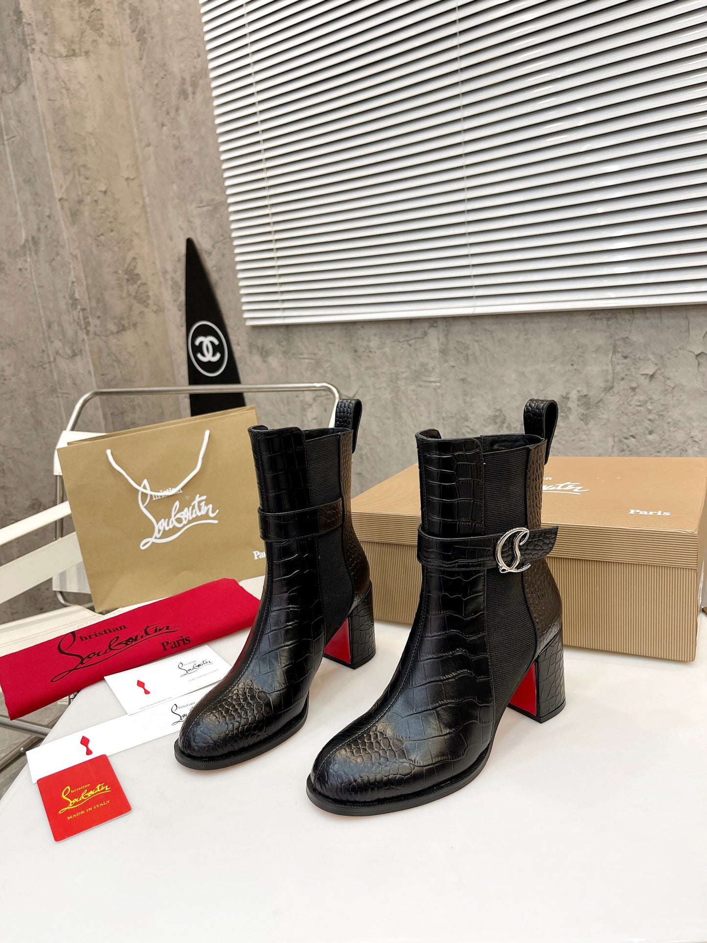 JXA37ZDE Stylish leather Boots Heel height 7cm