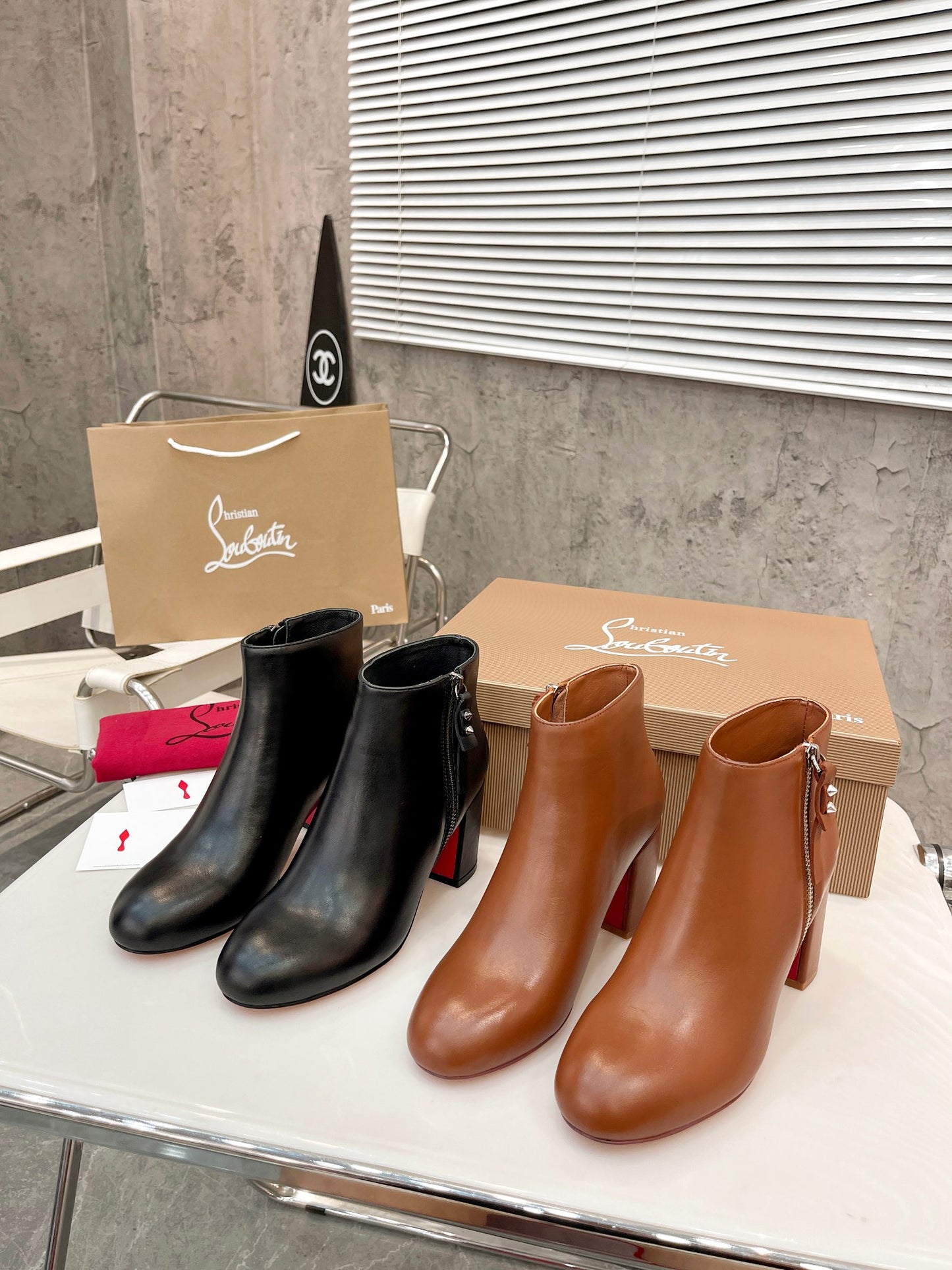 JXA33ZDE Stylish leather Boots Heel height 7cm