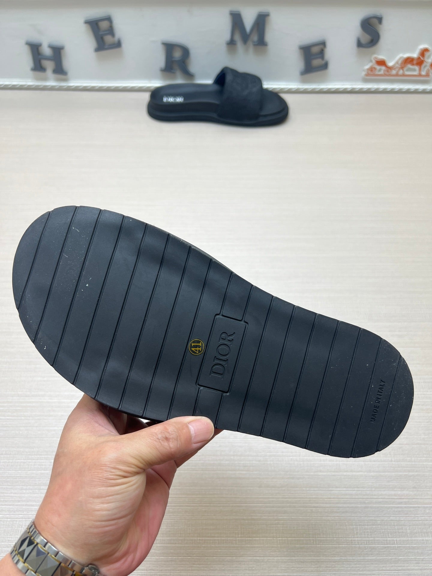 54D168ZDE Stylish leather slippers