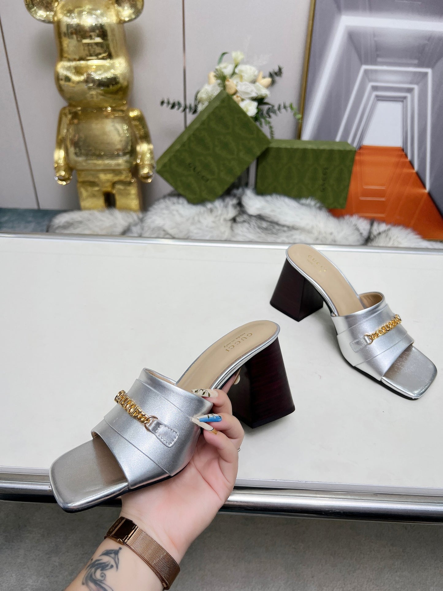 275NB11ZDE Stylish leather High heels