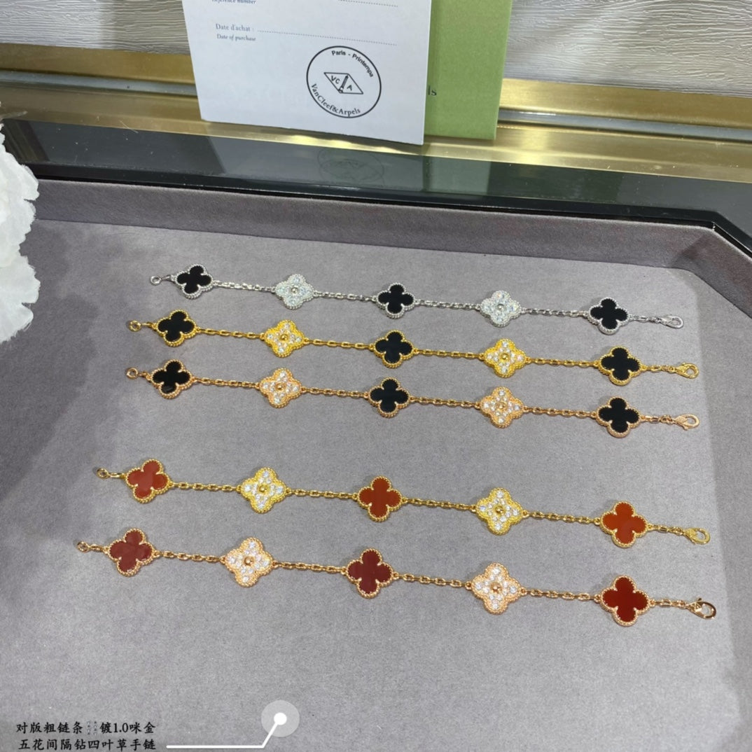 5XVA179KDE Stylish bracelets 5 flowers normal size1.5cm flower