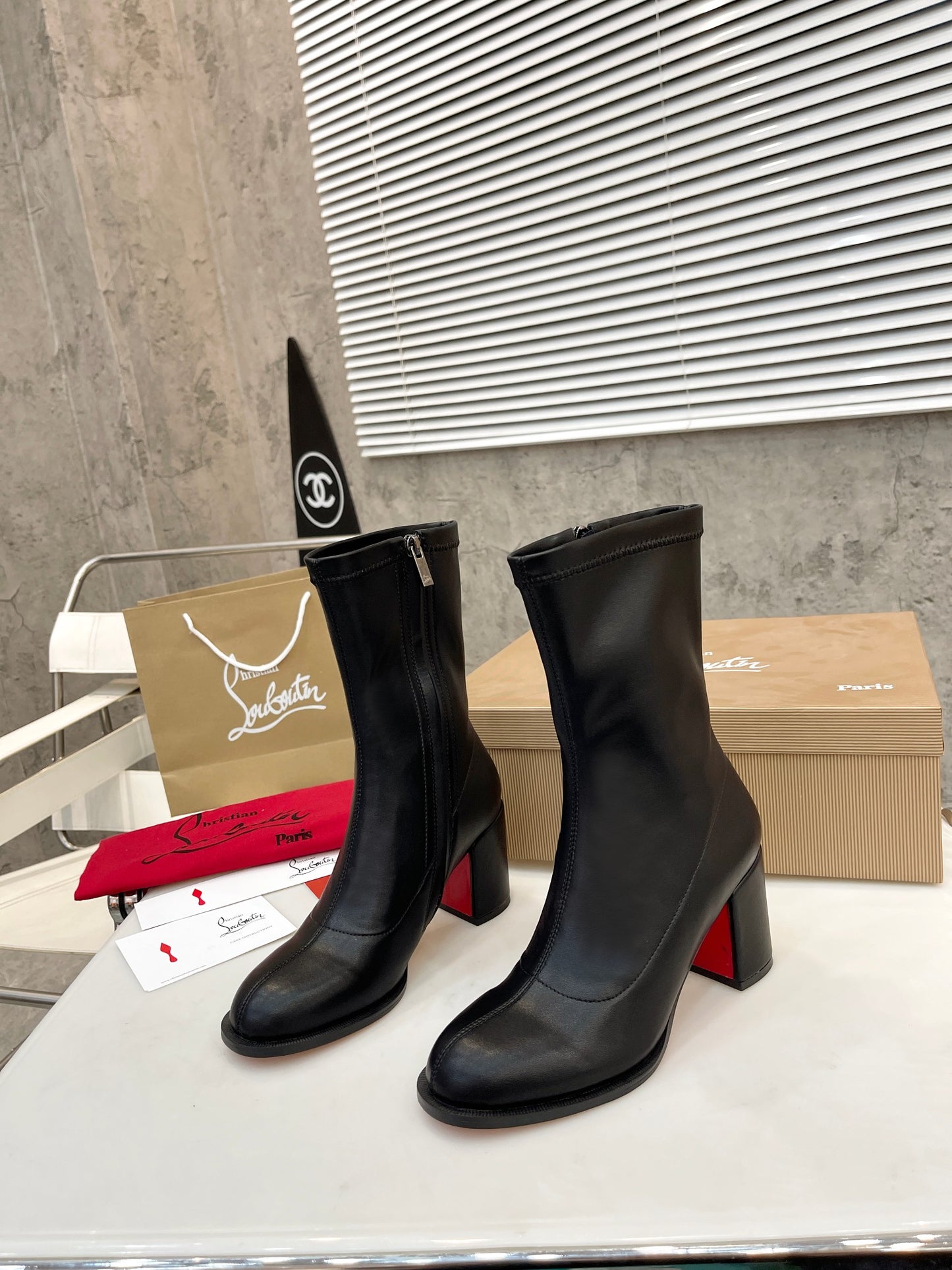JXA36ZDE Stylish leather Boots Heel height 7cm