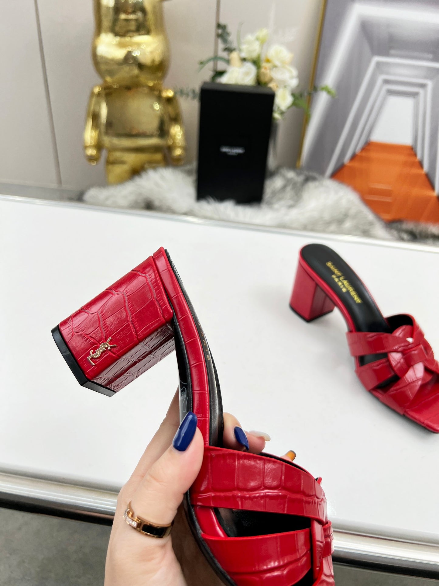 285ZSL35ZDE Stylish leather High heels(Heel height 6.5CM)