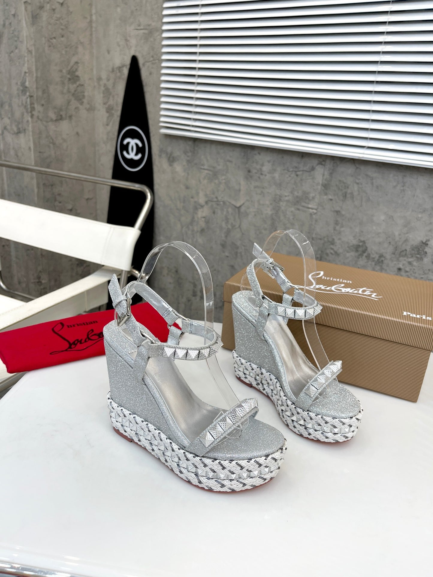 J4A44ZDE Stylish leather sandals 12cm heel