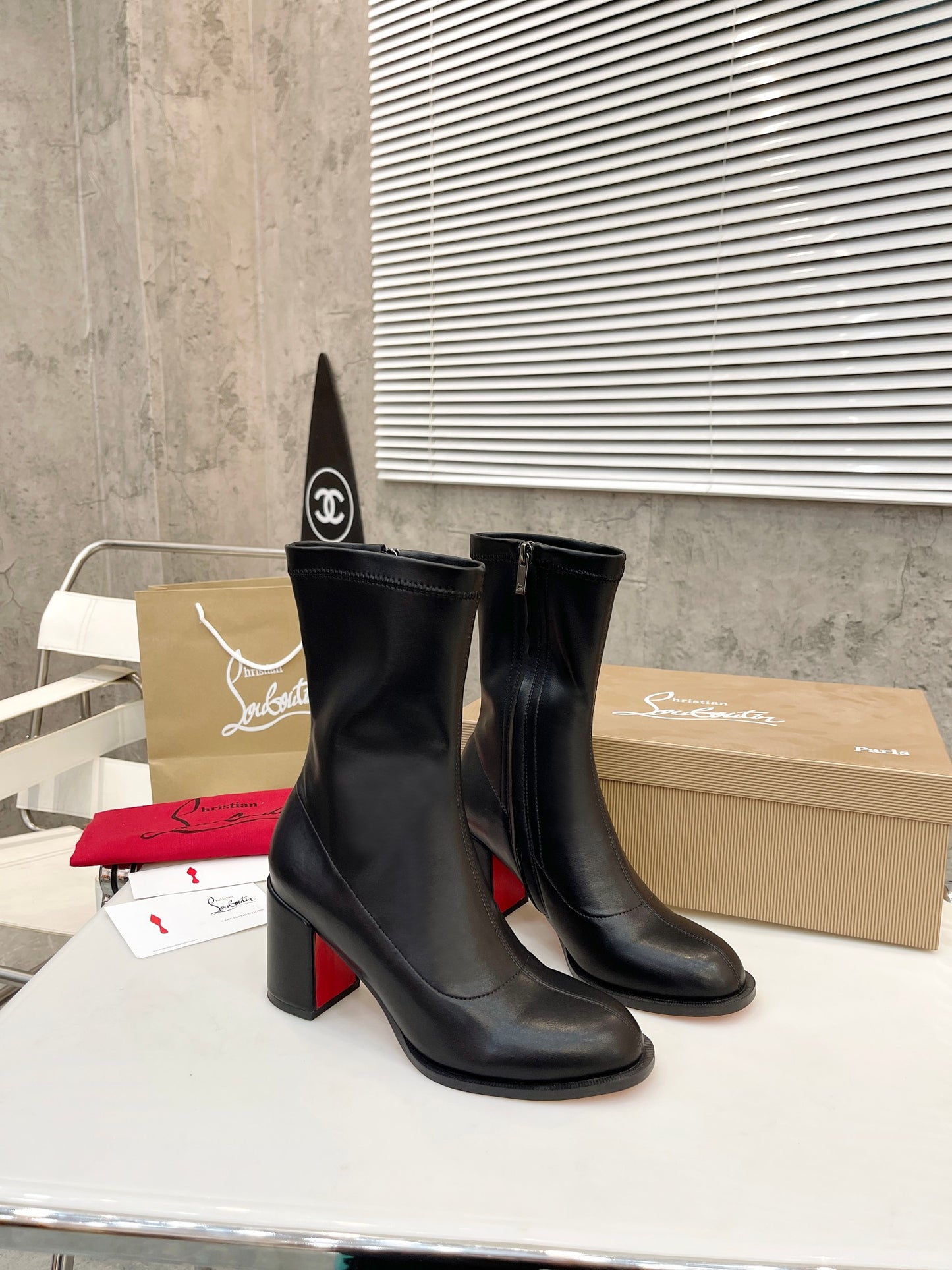 JXA36ZDE Stylish leather Boots Heel height 7cm