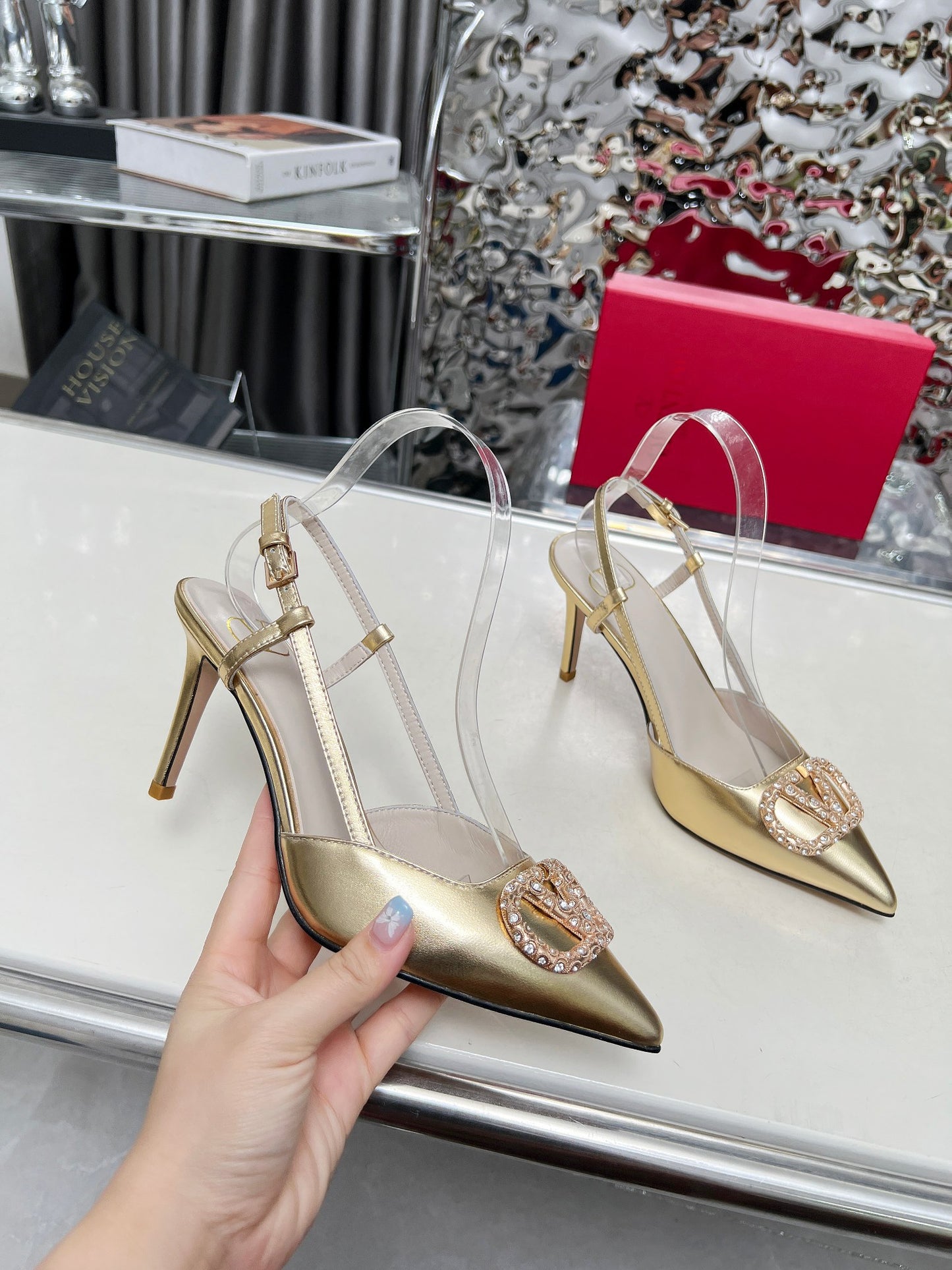 245RVL22ZDE Stylish leather  High heels