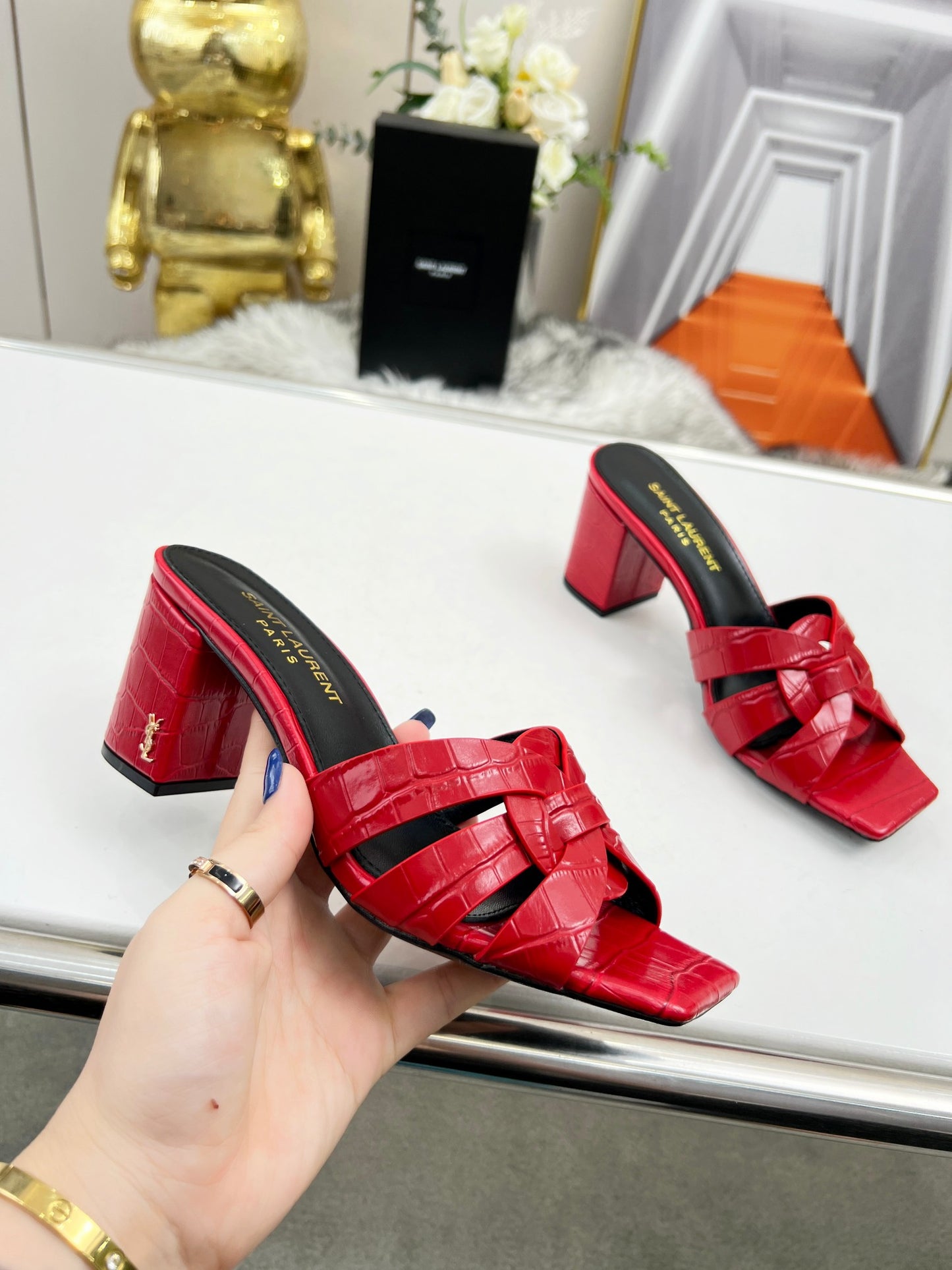 285ZSL35ZDE Stylish leather High heels(Heel height 6.5CM)