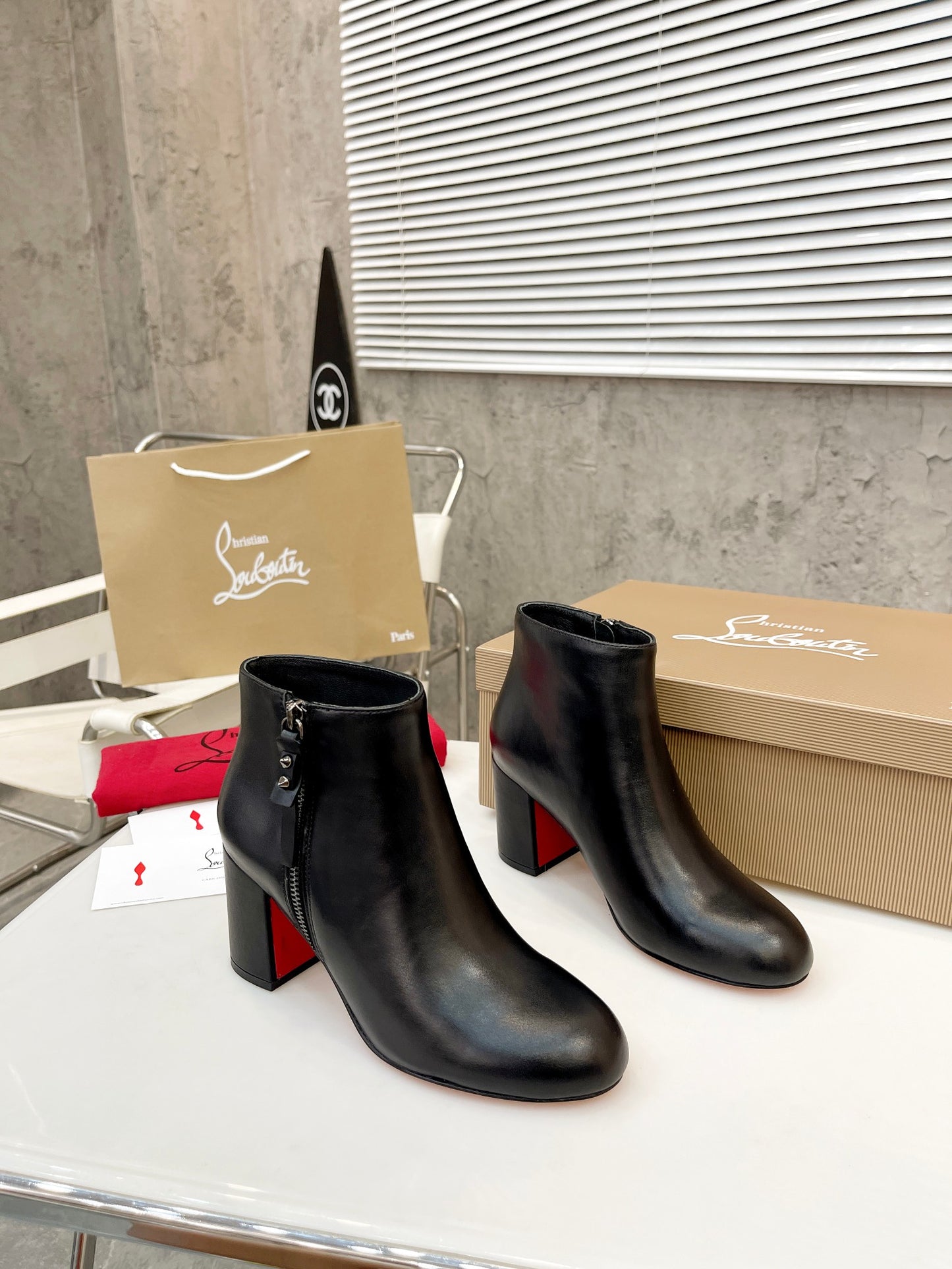 JXA33ZDE Stylish leather Boots Heel height 7cm