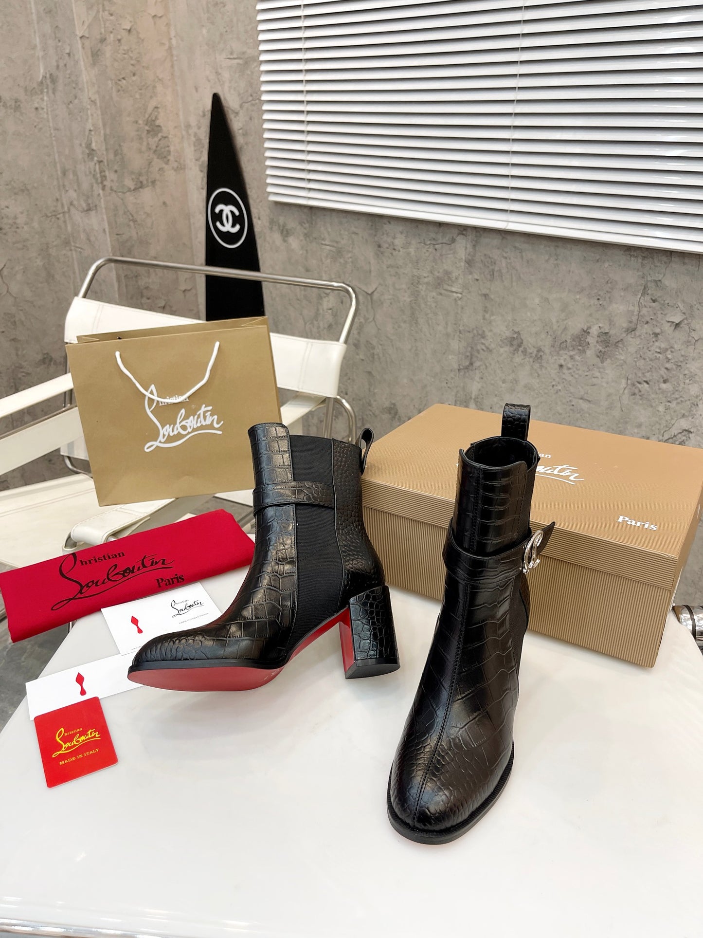 JXA37ZDE Stylish leather Boots Heel height 7cm