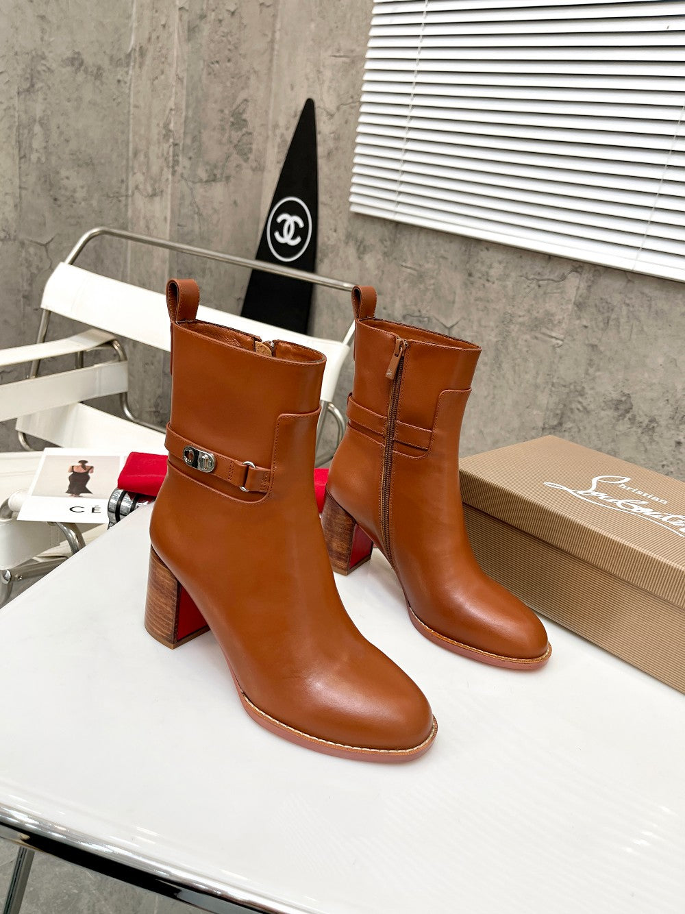 JXA34ZDE Stylish leather Boots Heel height 7cm