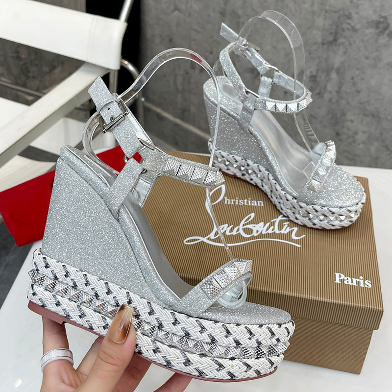 J4A44ZDE Stylish leather sandals 12cm heel