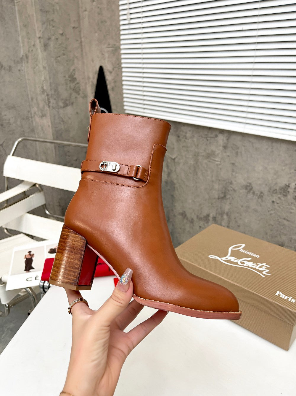JXA34ZDE Stylish leather Boots Heel height 7cm