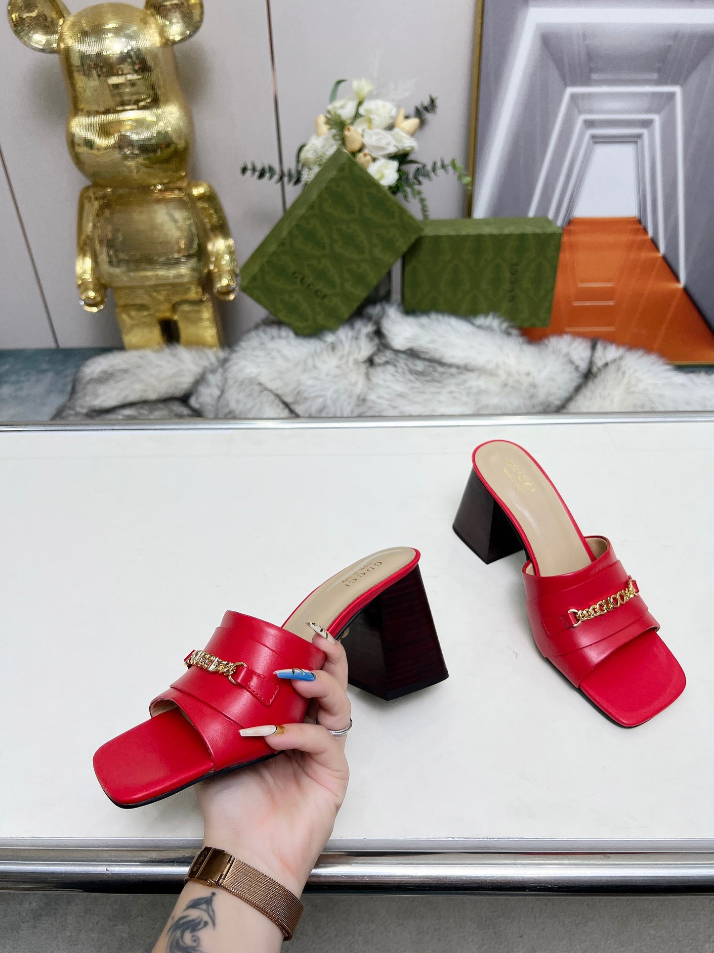 275NB11ZDE Stylish leather High heels
