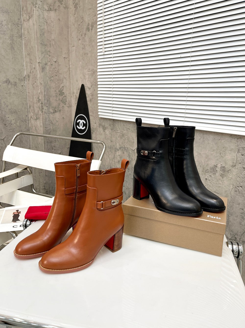 JXA34ZDE Stylish leather Boots Heel height 7cm