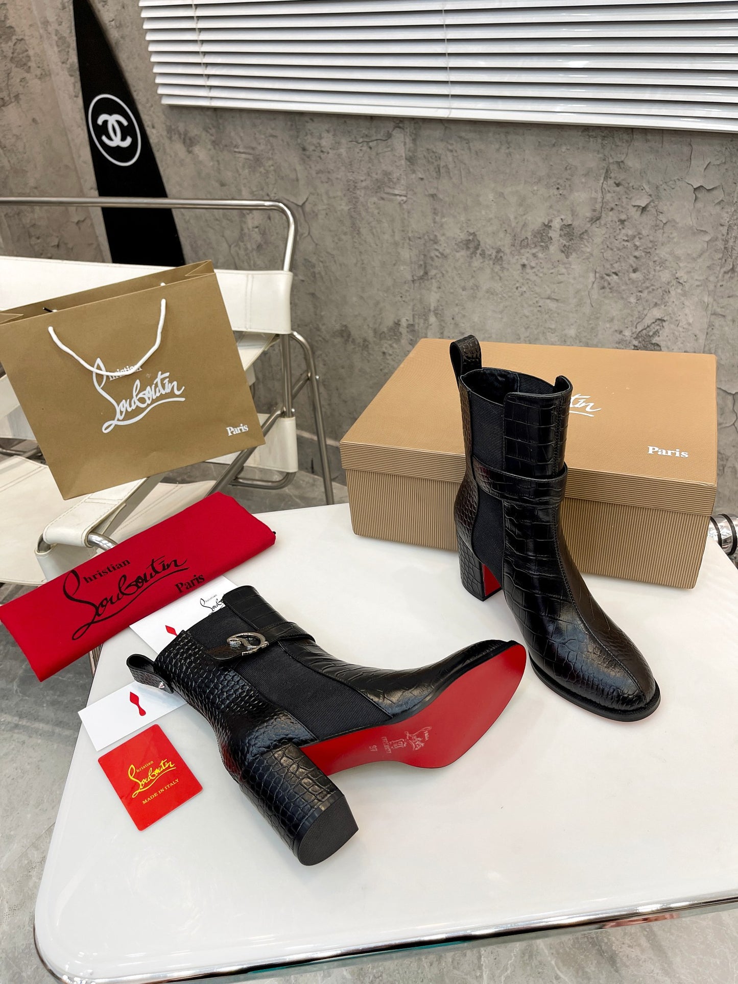 JXA37ZDE Stylish leather Boots Heel height 7cm
