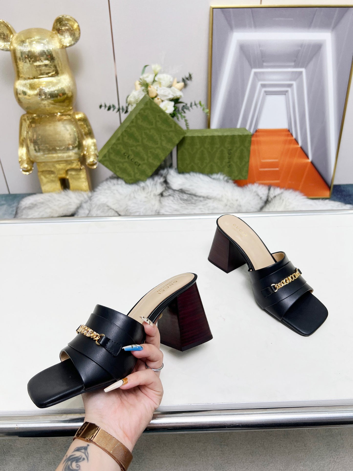 275NB11ZDE Stylish leather High heels