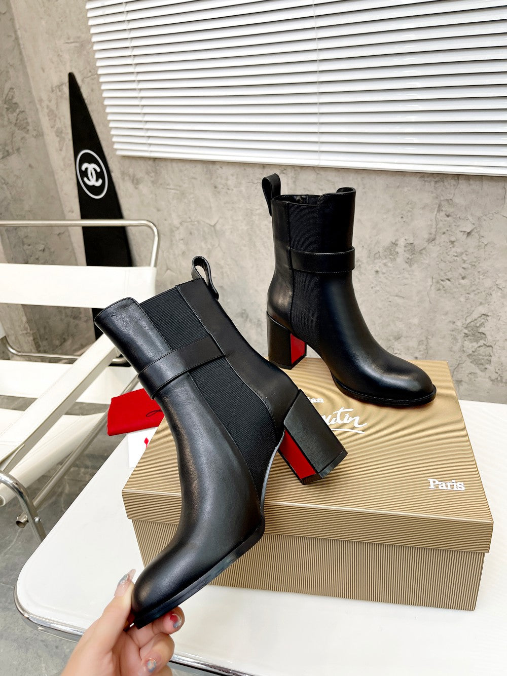 JXA38ZDE Stylish leather Boots Heel height 7cm