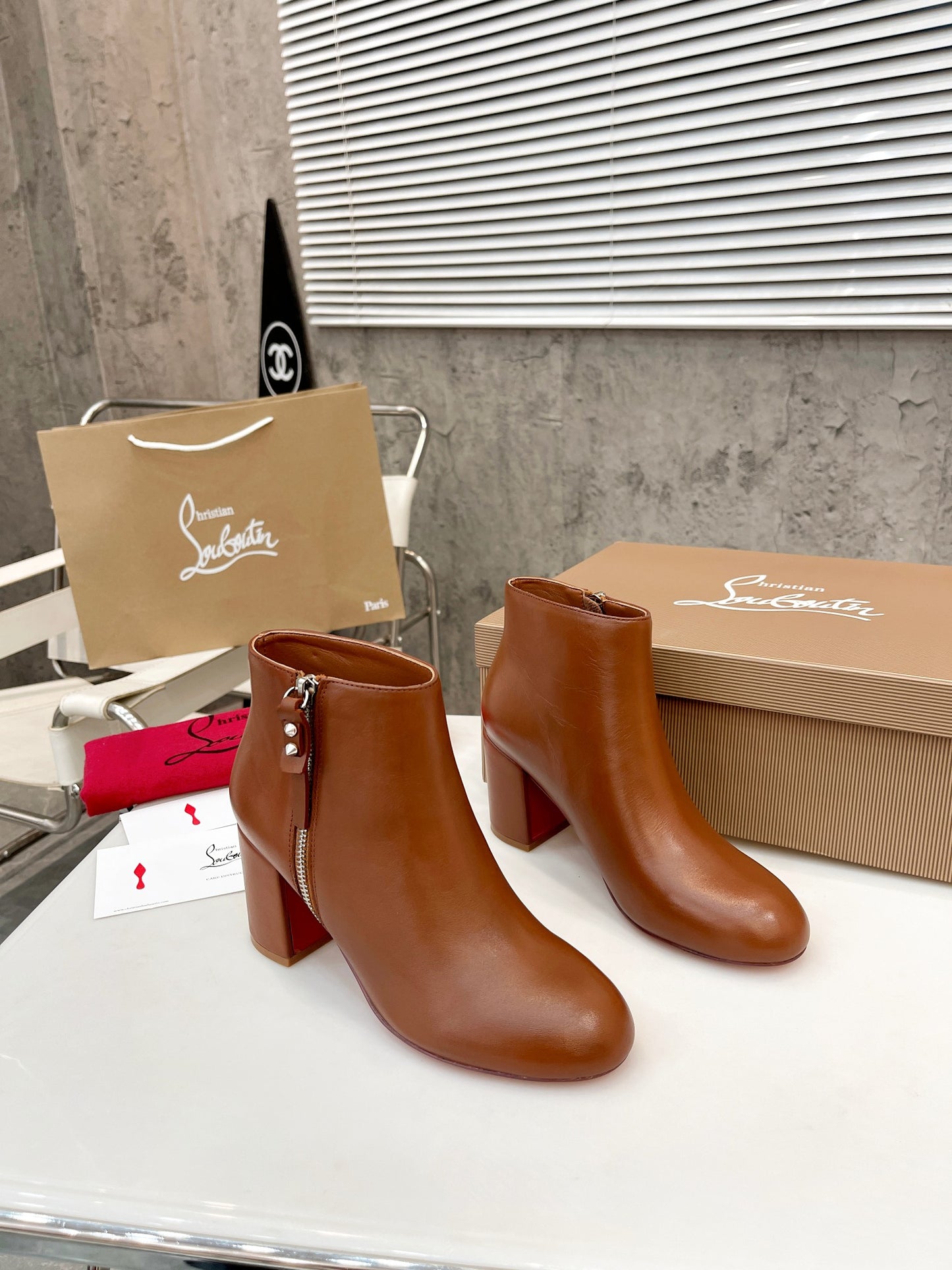 JXA33ZDE Stylish leather Boots Heel height 7cm