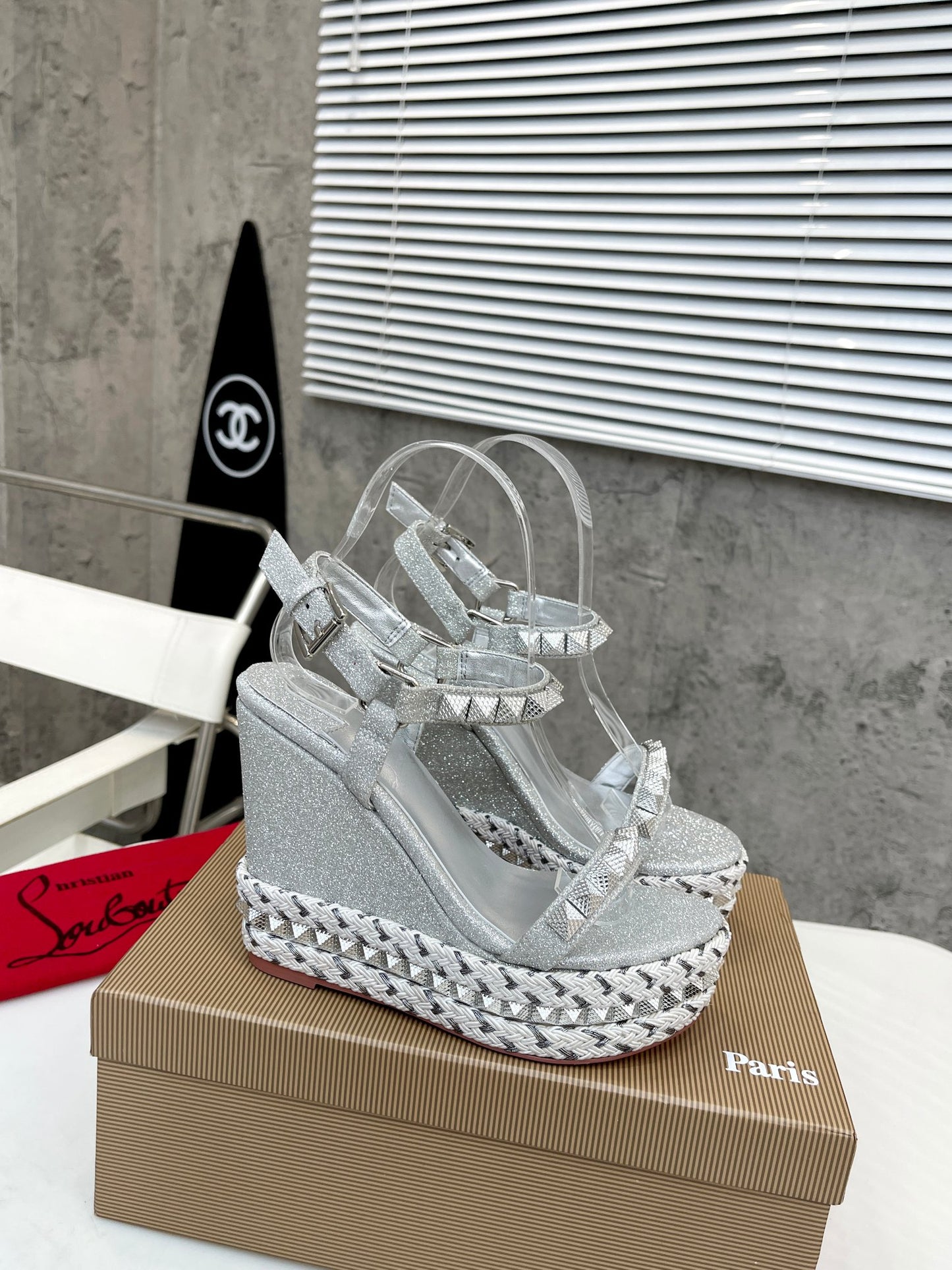 J4A44ZDE Stylish leather sandals 12cm heel